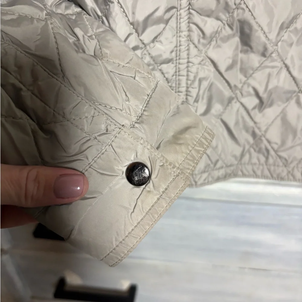 Gimo’s‎ Taupe Melody Micro Puffer Quilted Jacket Classic Preppy Quiet Luxury
